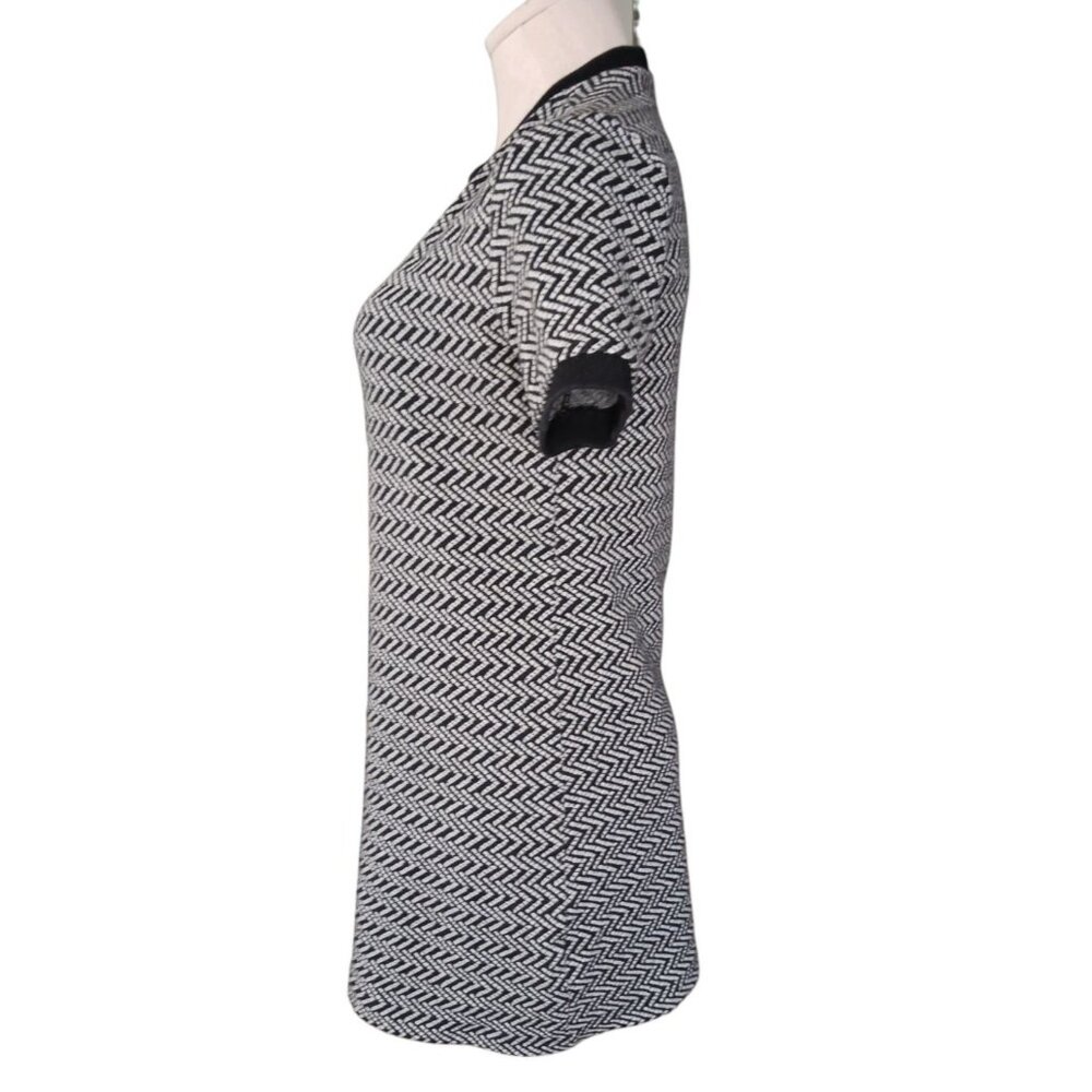 Forever 21 GoGo Mini Ringer TShirt Dress Black White Chevron Womens M Retro - Picture 7 of 11